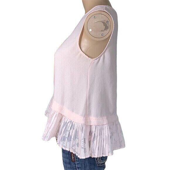 Merona Womens Blouse Shirt Top Pleated Ruffled Sleeveless Pullover Blush Pink XS - Picture 3 of 9